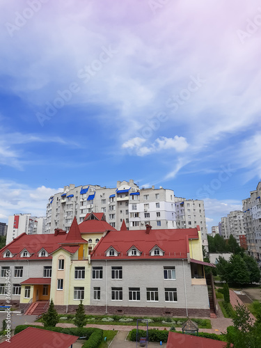City buildings and blue sky. © Lena Palamarchuk