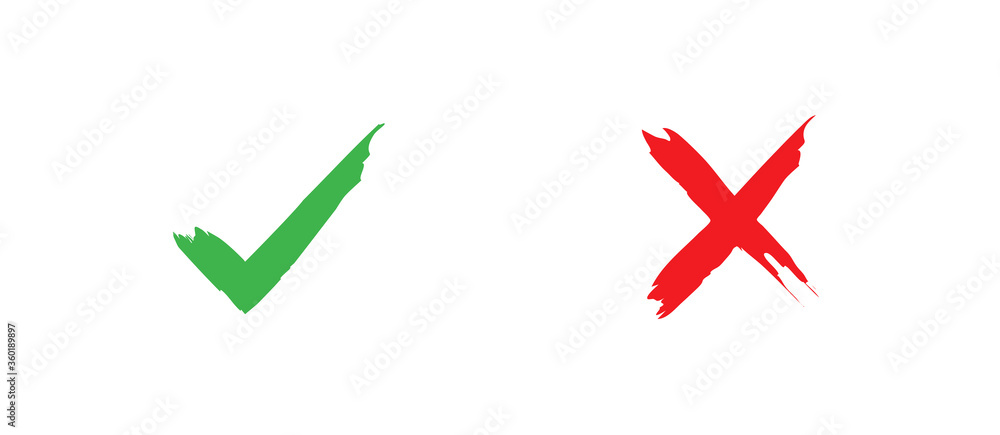 Check and cross mark brush in modern style. Concept design vector Check and cross mark brush in modern style. Concept design vector