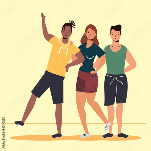 young interracial people characters in Friendship day celebration