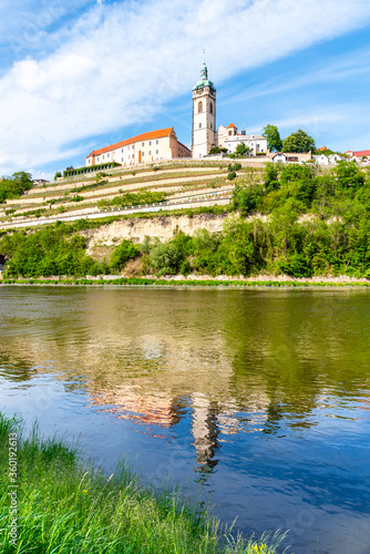 Melnik Castle on the hill above Labe and Vltava River confluence, Czech Republic photo