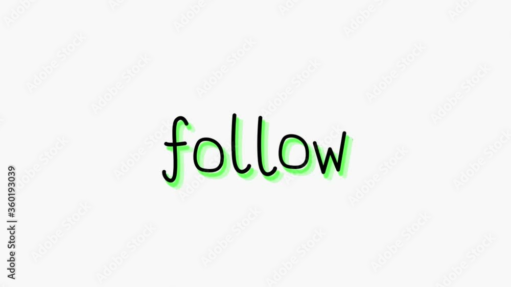 Animation of word Follow flickering and changing colours on white background Animation of word Follow flickering and changing colours on white background