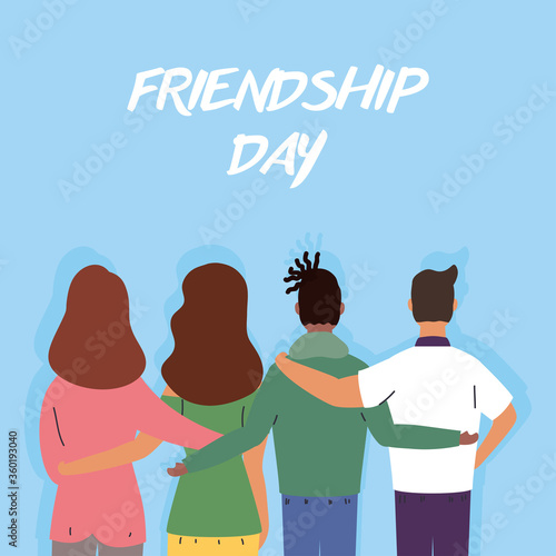 young interracial people characters in Friendship day celebration