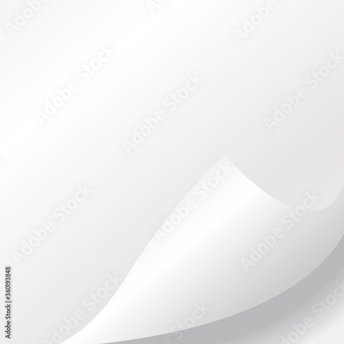 Curled page corner with shadow on transparent background