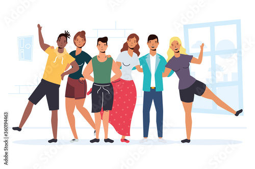 young interracial people characters in Friendship day celebration