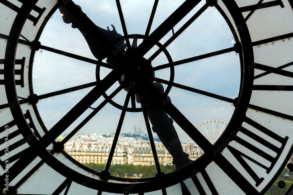 Panorama of Montmarte truth the clock of the D'Orsay, Paris