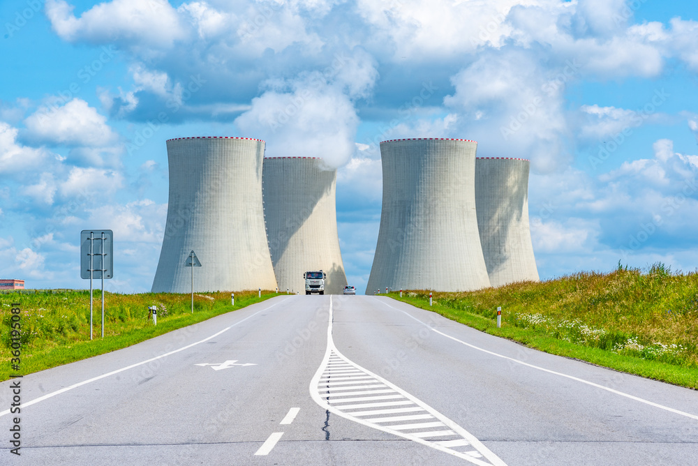 Nuclear power plant and wide asphalt road. Temelin, Czech Republic Nuclear power plant and wide asphalt road. Temelin, Czech Republic