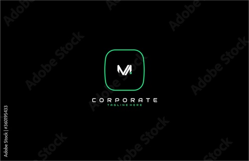 M Letter Futuristic Modern Logo Design Template
