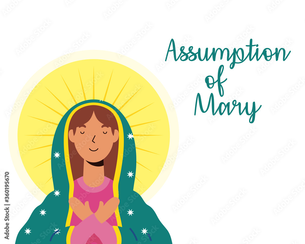 assumption of beautiful mary virgin with lettering assumption of beautiful mary virgin with lettering