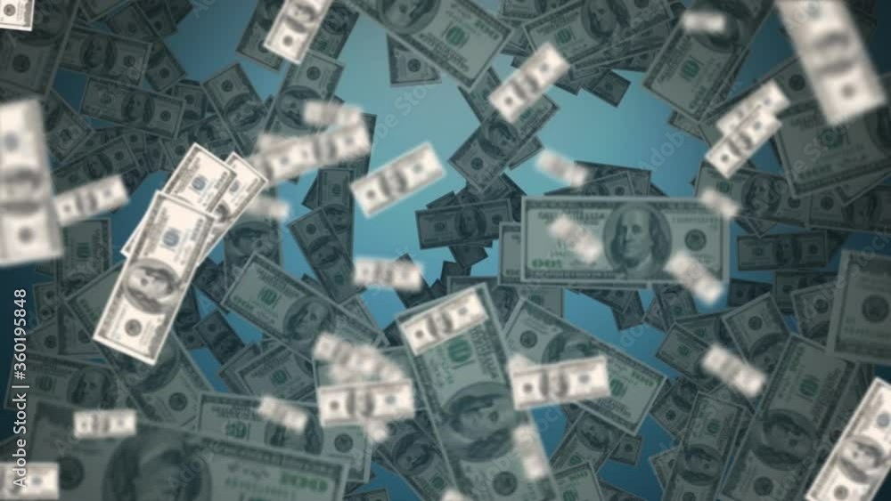 Animation of American dollar banknotes floating Animation of American dollar banknotes floating