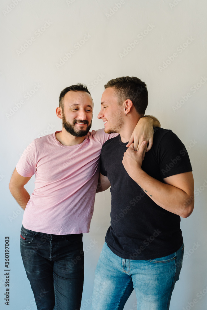 Two gay man hugging each other. Two gay man hugging each other.