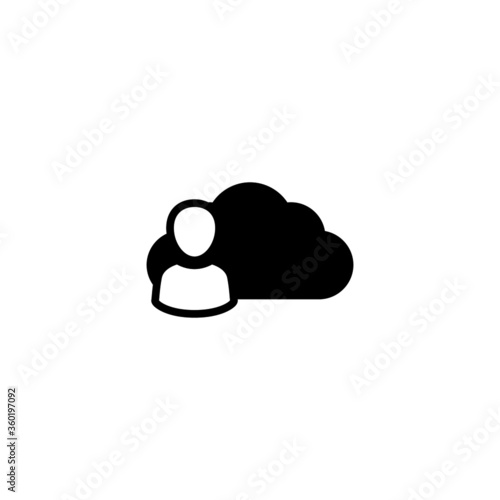 Private cloud icon in black flat glyph, filled style isolated on white background