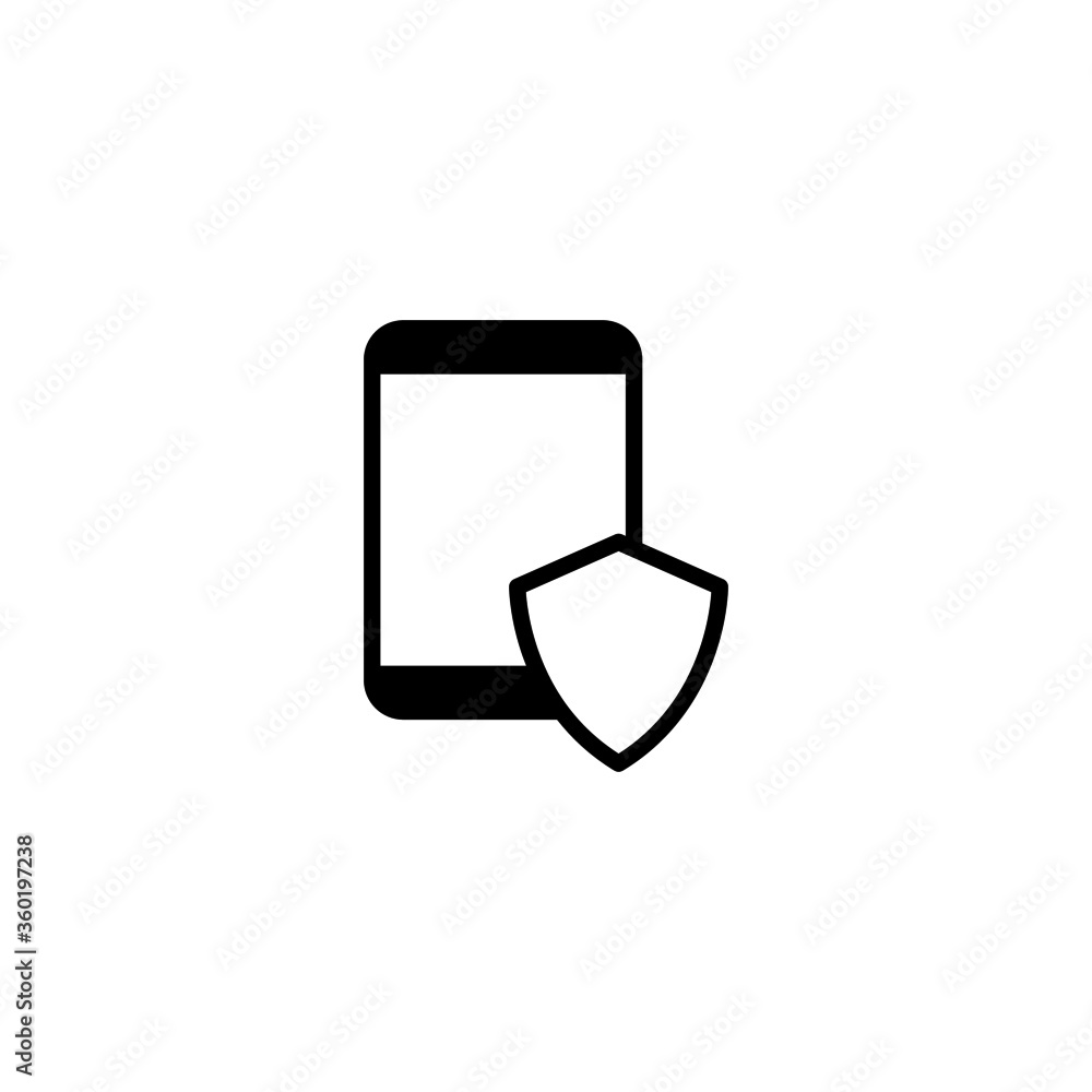 Smartphone Security Icon in black flat glyph, filled style isolated on white background Smartphone Security Icon in black flat glyph, filled style isolated on white background
