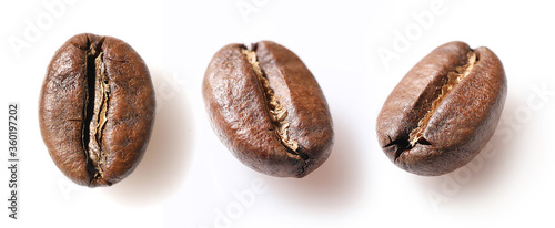 Collection of coffee bean isolated on white background