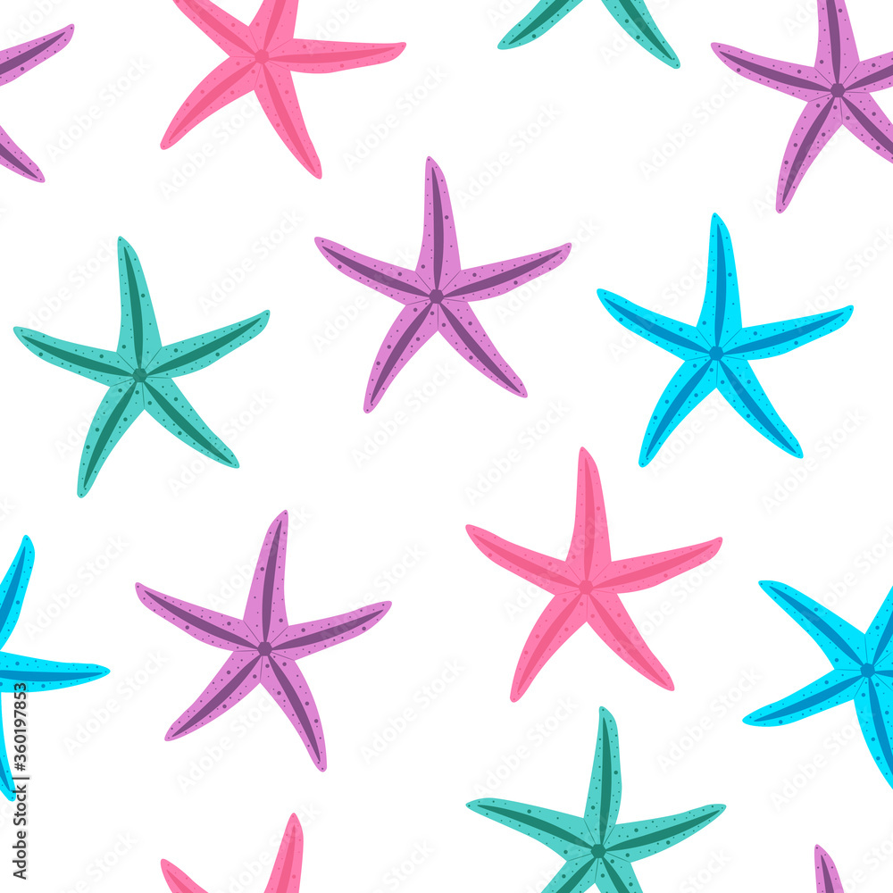 Seamless pattern starfish vector illustration.
