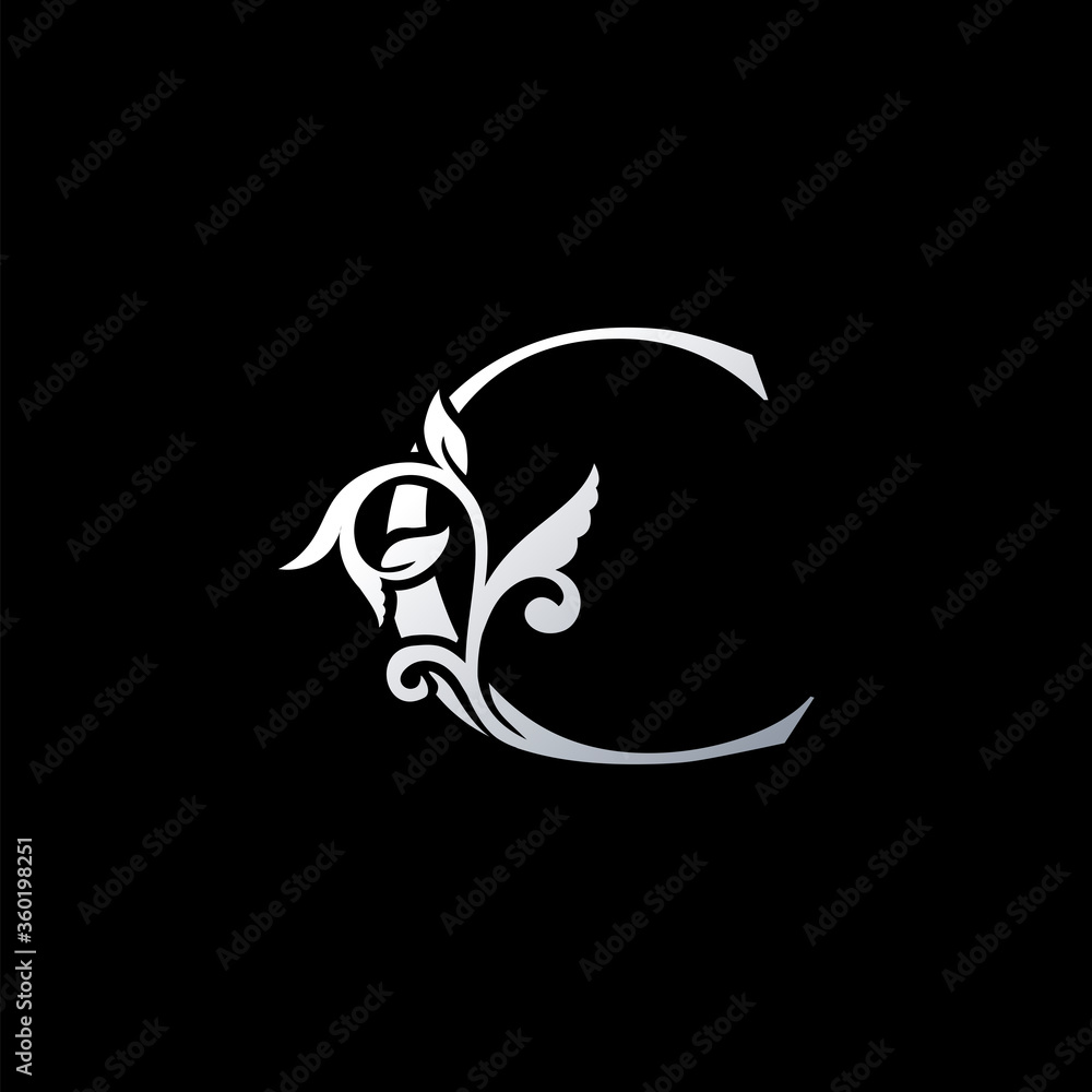 Fototapeta premium Monogram Initial Letter C Luxury Logo Icon, Vintage C Letter Logo Design Template