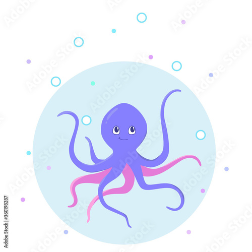 Funny octopus in a water bubble
