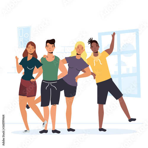 young interracial people characters in Friendship day celebration