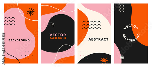 Vector set of abstract creative backgrounds in minimal trendy style with copy space for text - design templates for social media stories - simple, stylish and minimal wallpaper designs photo