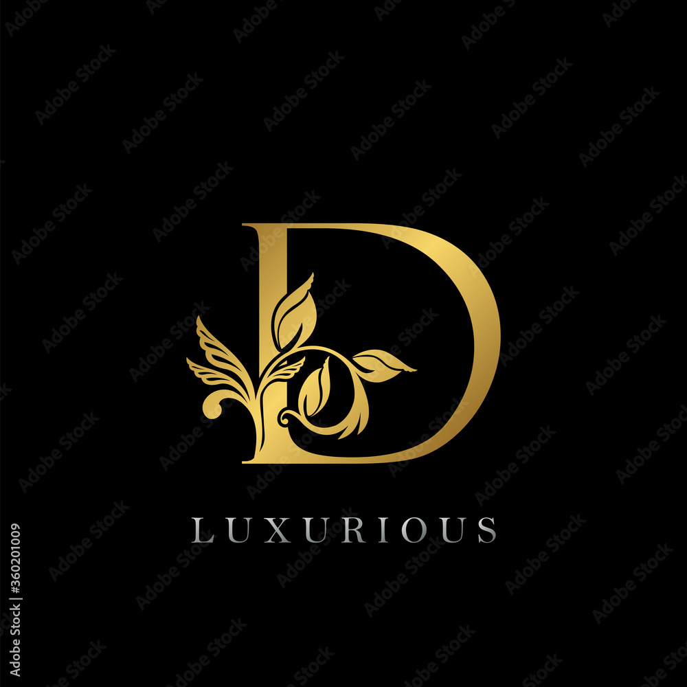 Golden Letter D Luxury Logo Icon, Vintage Gold E Letter Logo Design Template for luxury brand