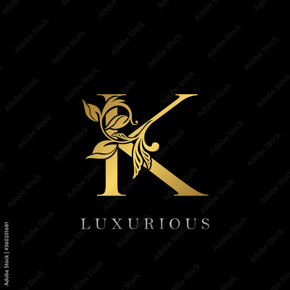 Golden Letter K Luxury Logo Icon, Vintage Gold E Letter Logo Design ...