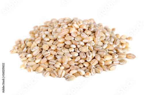 Heap of pearl barley isolated on white, food