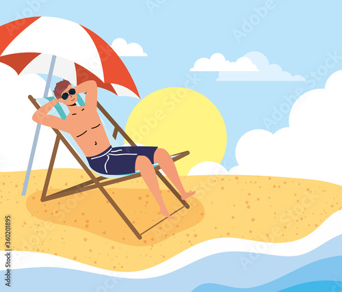 man on the beach summer vacations scene