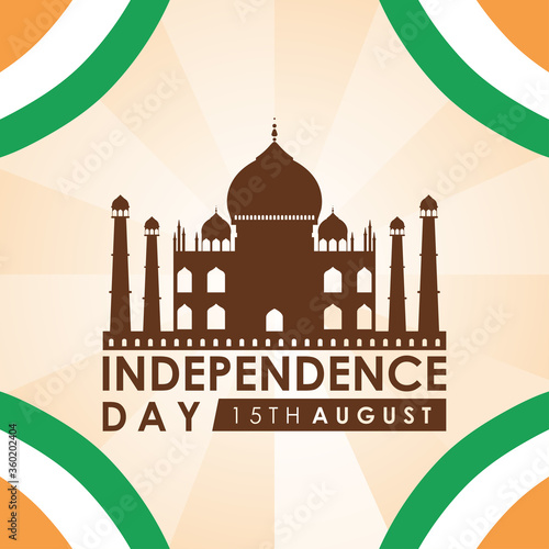 Intependence day india with taj mahal mosque