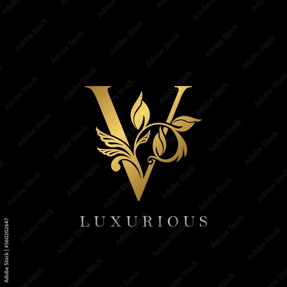 Golden Letter V Luxury Logo Icon, Vintage Gold E Letter Logo Design  Template for luxury brand Stock Vector