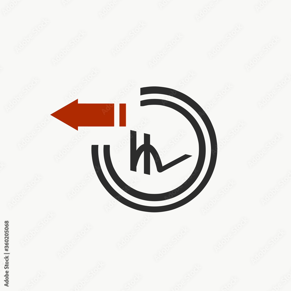 rupee sign with black circle and red arrow rupee sign with black circle and red arrow