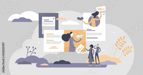 Marketing pop-up advertisement flat tiny person concept vector illustration