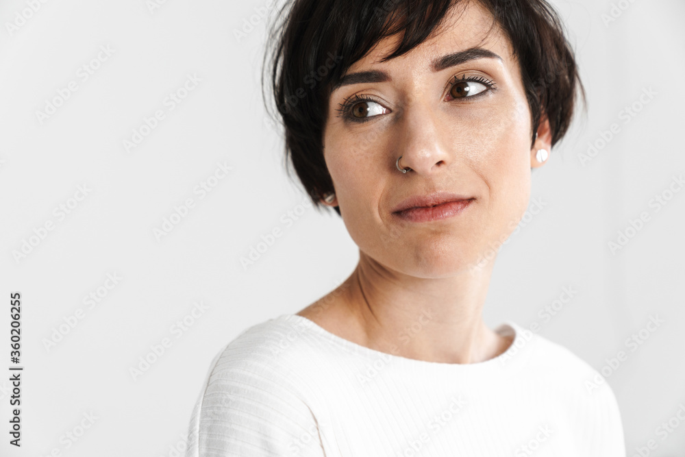 Portrait of an attractive short brunette haired woman Portrait of an attractive short brunette haired woman