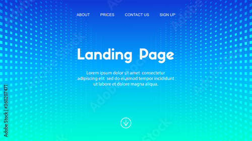 Web site landing page business template. Vector abstract minimal halftone blue background