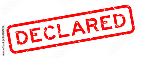 Grunge red declared word square rubber seal stamp on white background