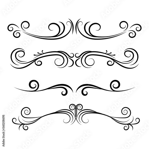 Hand drawn decorative dividers with swirls and borders vector set.