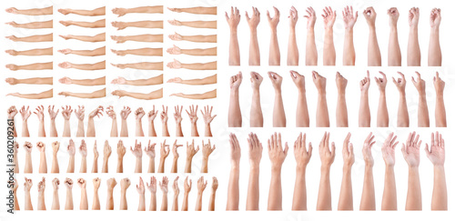 Photos GROUP of Female asian hand gestures isolated over the white background