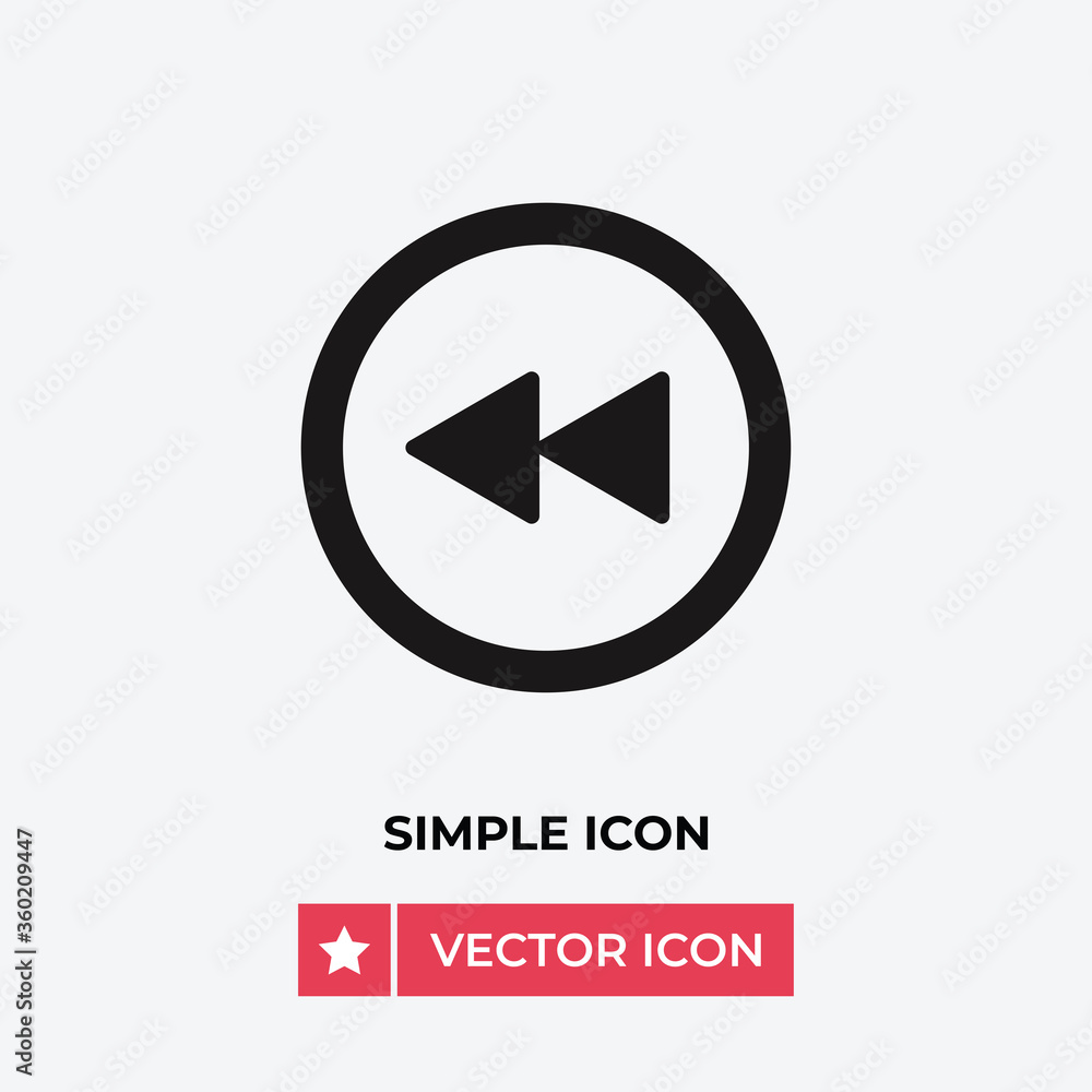 Rewind vector icon, simple sign for web site and mobile app. Rewind vector icon, simple sign for web site and mobile app.