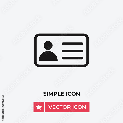 Id card vector icon, simple sign for web site and mobile app.