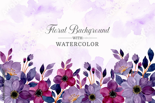watercolor purple floral abstract background