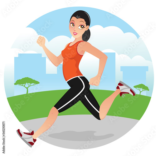 Sportive woman jogging in the park