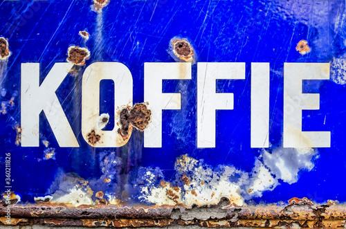 Fototapeta Naklejka Na Ścianę i Meble -  Dirty and rusty metal sign with the word 