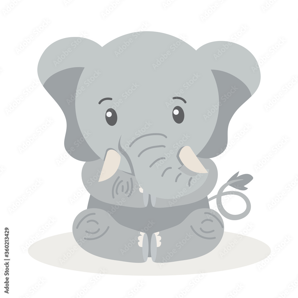 Fototapeta premium Cute elephant cartoon sitting vector