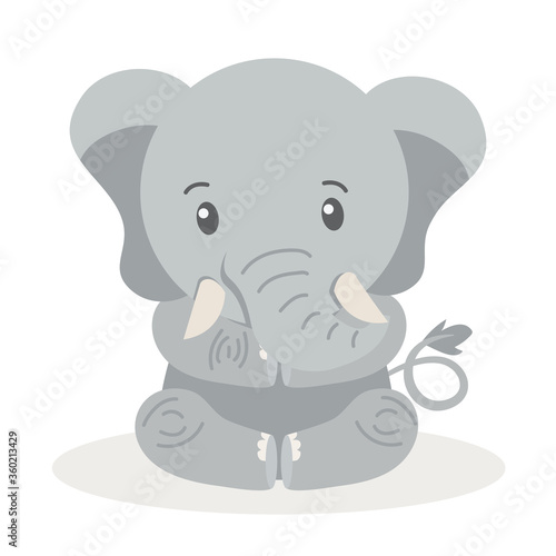 Cute elephant cartoon sitting vector