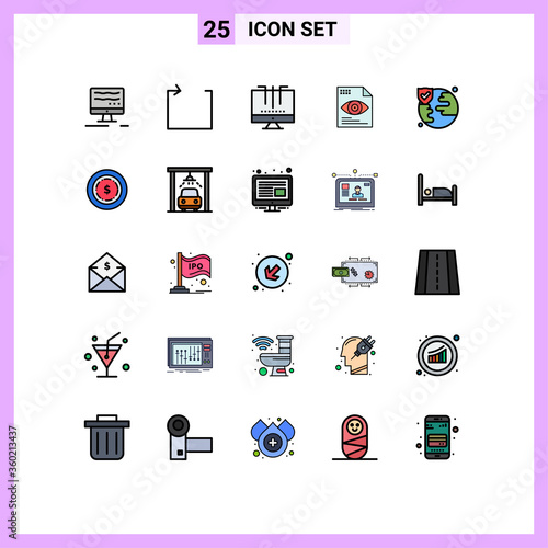 25 Creative Icons Modern Signs and Symbols of protection, world, media, computing, text photo