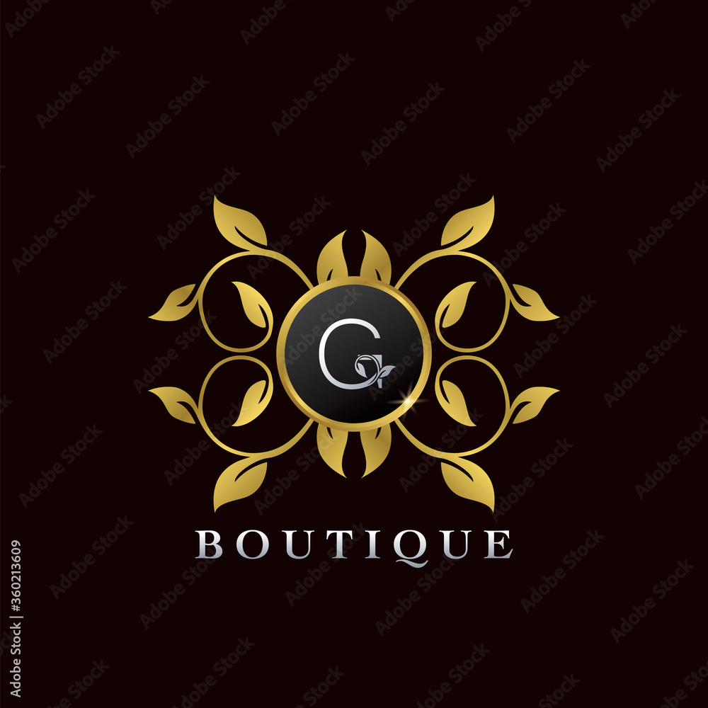 Fototapeta premium Golden G Letter Luxury Frame Boutique Initial Logo Icon, Elegance logo letter design template