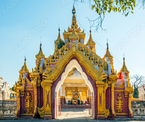 temple at Kuthodaw Pagoda, a Buddhist stupa, located in Mandalay, Burma (Myanmar), that contains the world's largest book. 