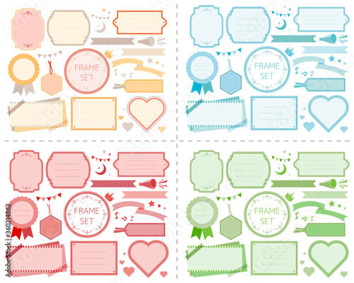 タグ　フレーム　枠　付箋　リボン　ふきだし　見出し　旗　メガホン　王冠