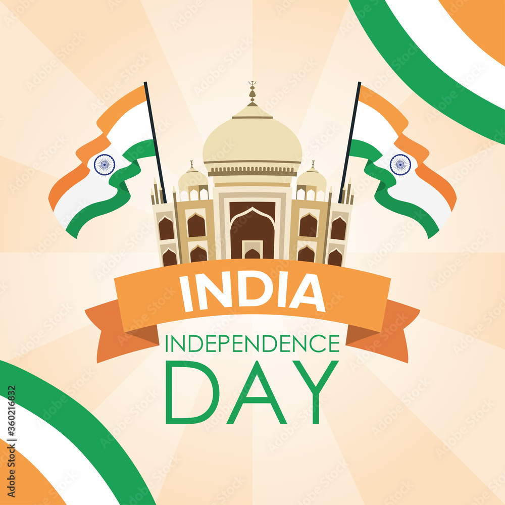 Intependence day india with taj mahal mosque