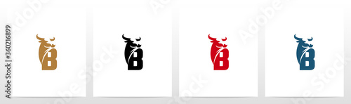 Fotografie, Obraz Buffalo Head On Letter Logo Design B