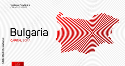 Abstract map of Bulgaria with red circle lines