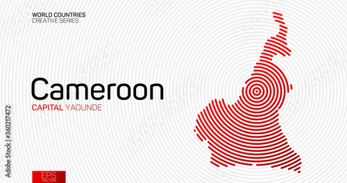 Abstract map of Cameroon with red circle lines
